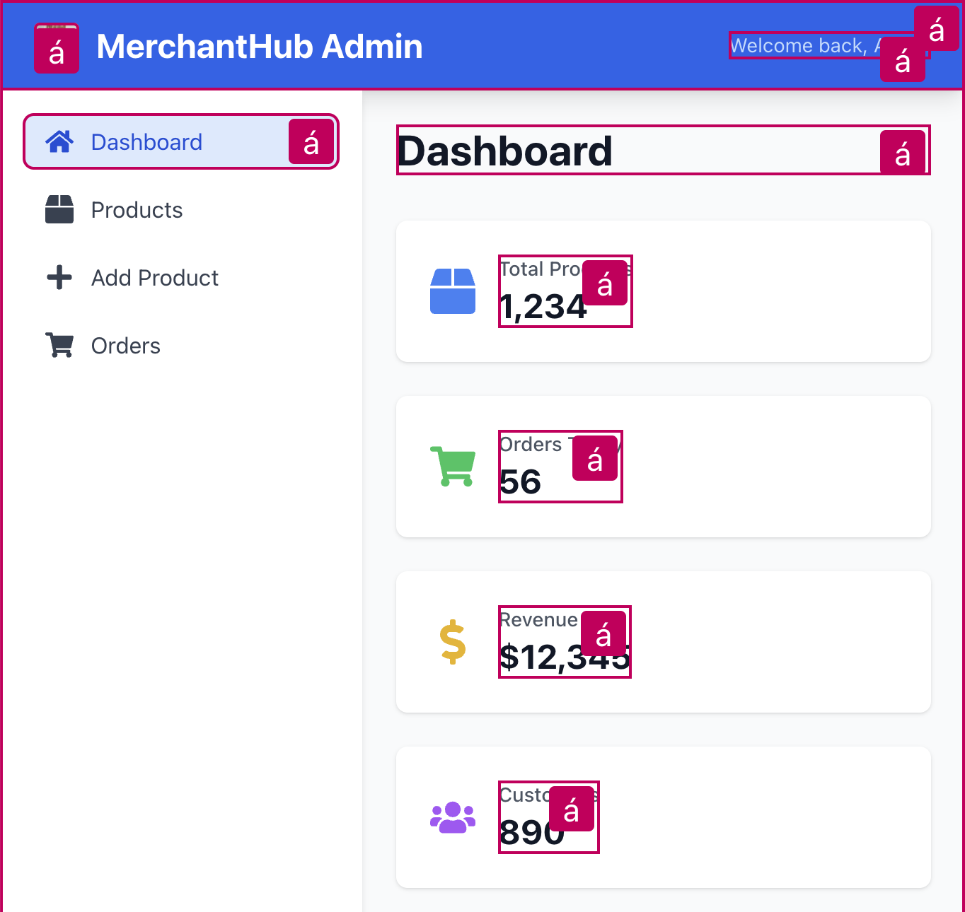 Screenshot of a web application, with highlights by Accented, having regular styles.