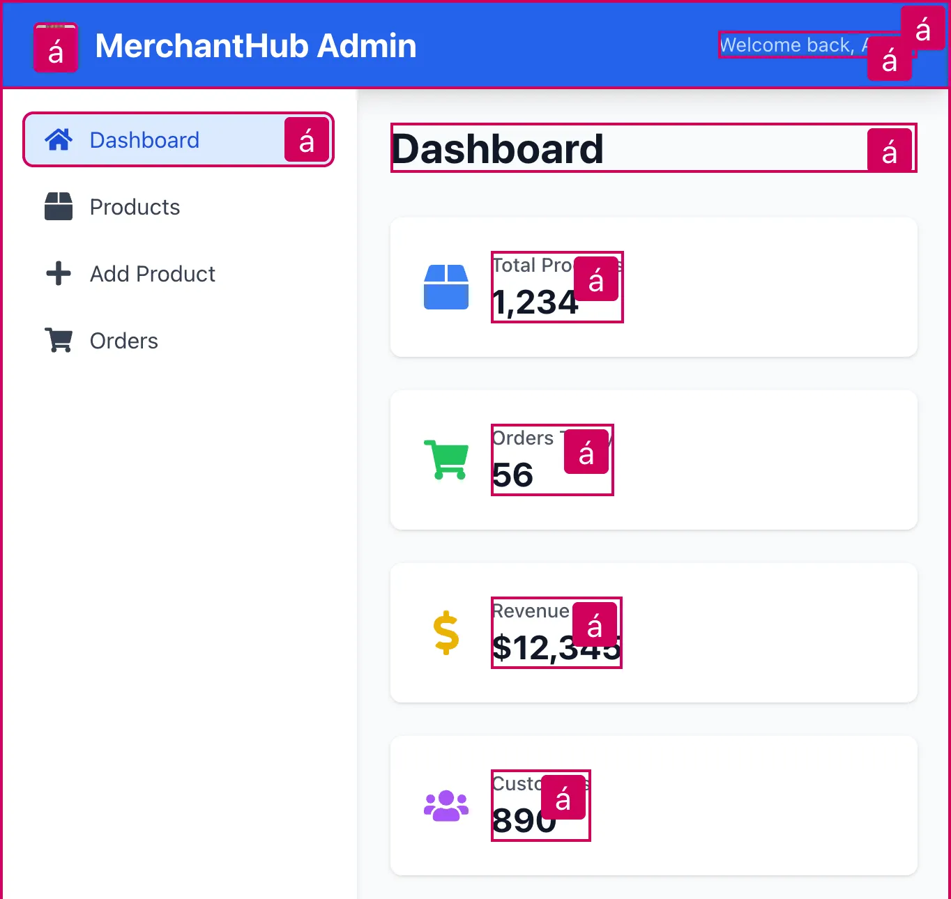 Screenshot of a web application, with highlights by Accented, having regular styles.